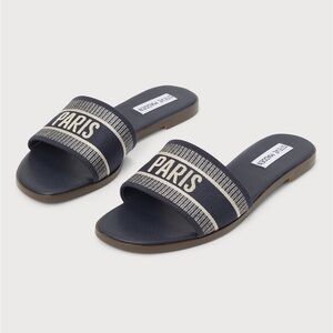 Steve Madden “Paris” Knox Navy Multi Slides - 7.5